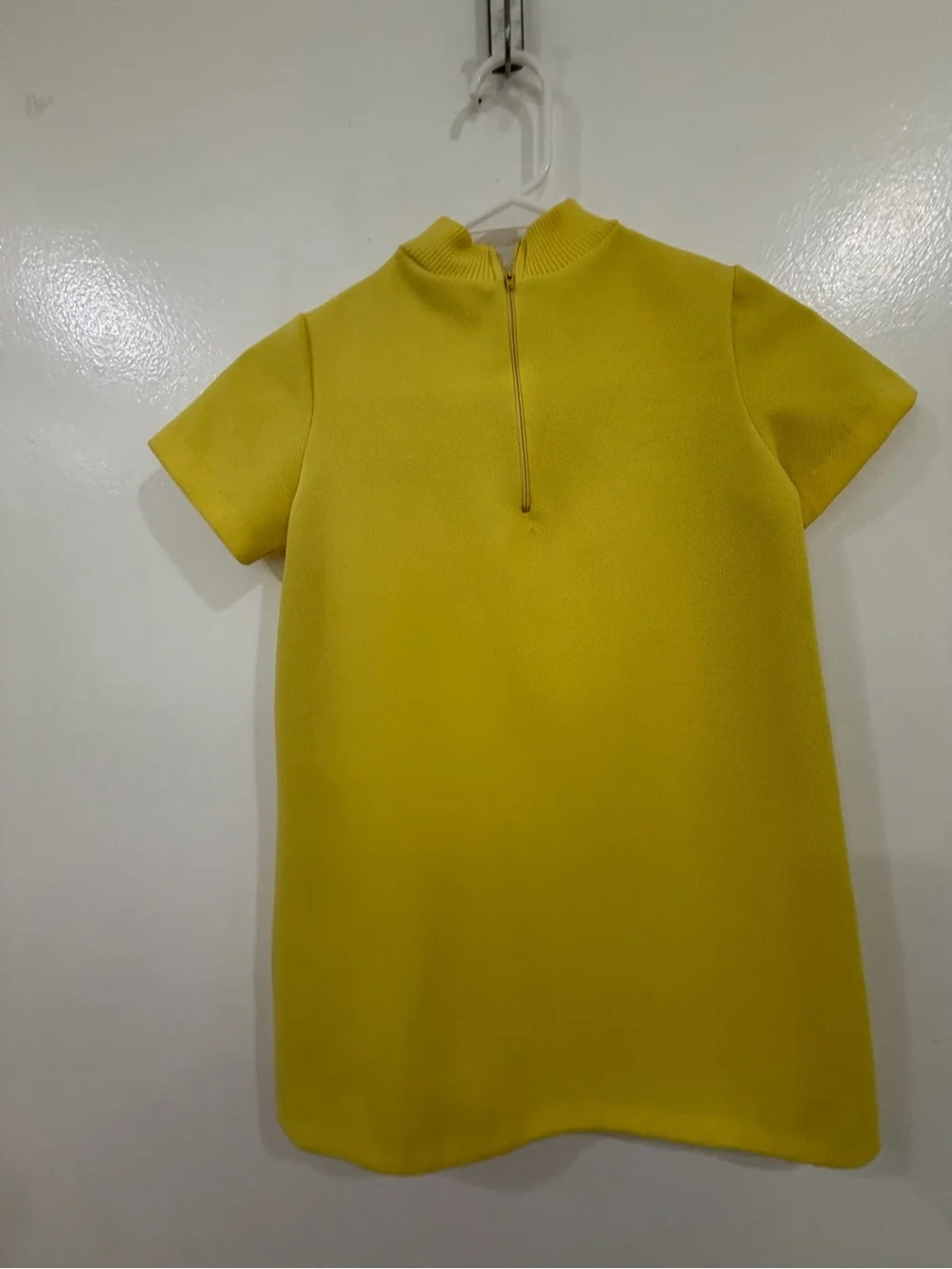 Lacoste Yellow Short Sleeve Knit Tunic with Ribbed Mock Neck